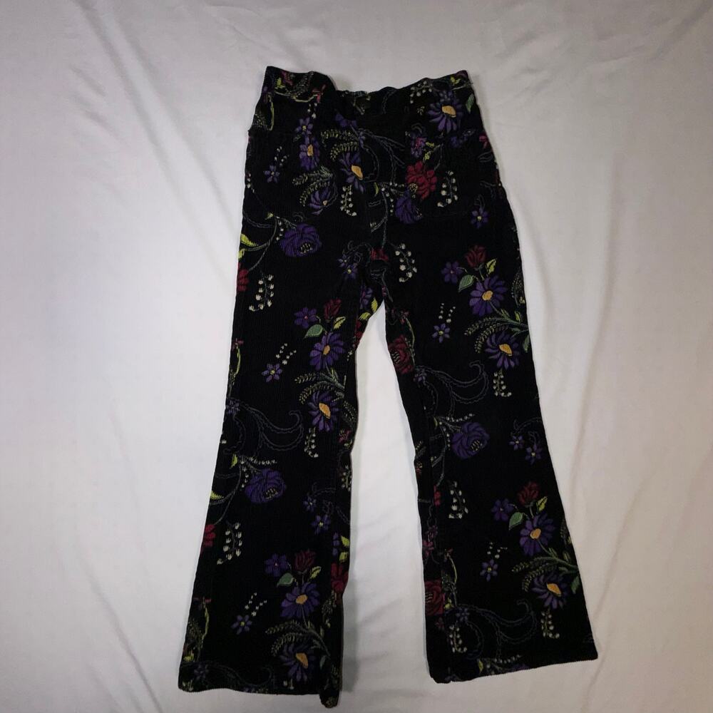 Flapdoodles Girls Floral Black Swaude Pants- Size 6